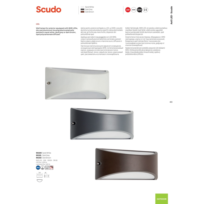 Redo 90191 - LED Väli seinavalgusti SCUDO LED/10W/230V 3000K IP54 antratsiit