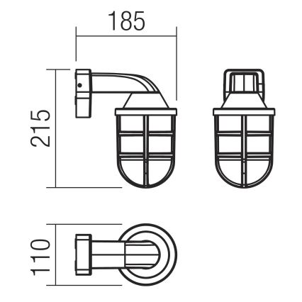 Redo 90205 - Väli seinavalgusti CAGE 1xE27/28W/230V IP44 messing