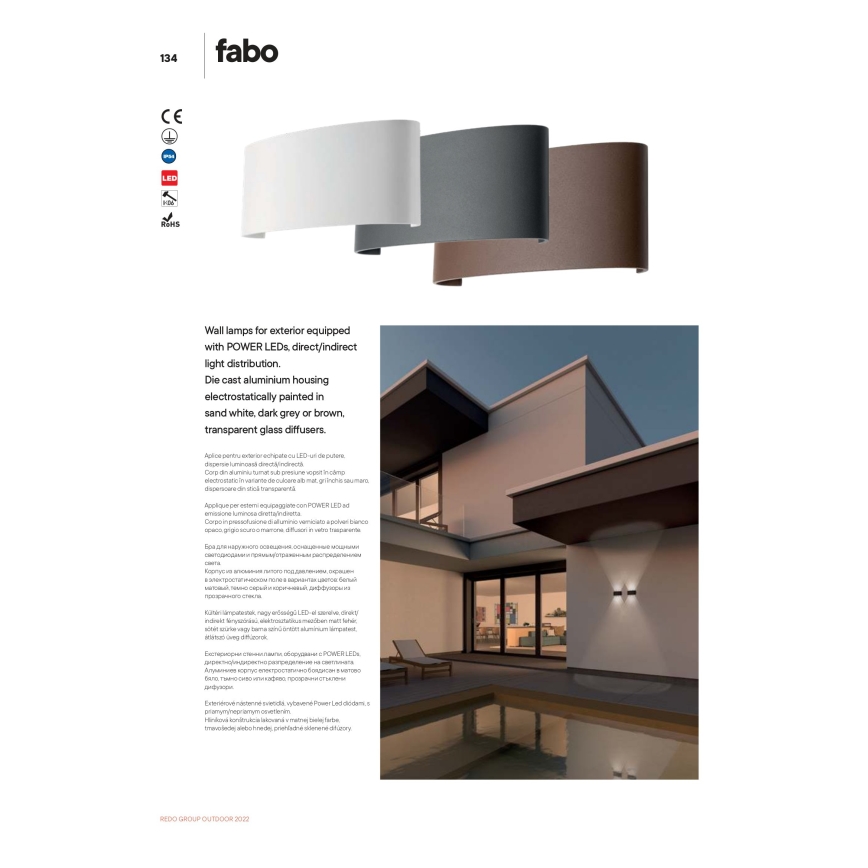 Redo 90227 - LED Väli seinavalgusti FABO LED/6W/230V 3000K IP54 pruun