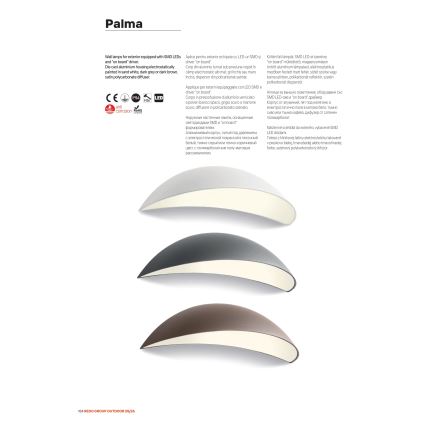 Redo 90236 - PALMA LED välisseinavalgusti, 18 W, 230 V, 3000 K, IP54, pruun