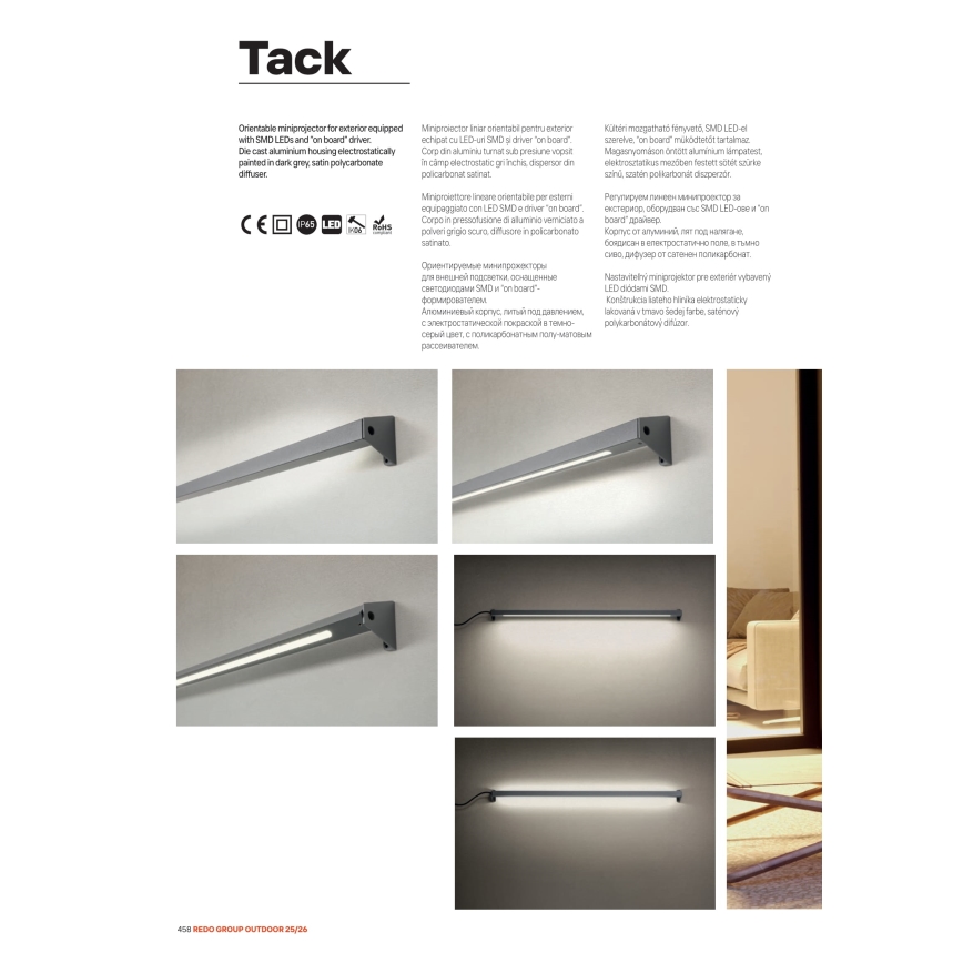 Redo 90242 - LED välisvalgusti TACK IP65 LED/15W/230V 3000K IP65 antratsiit