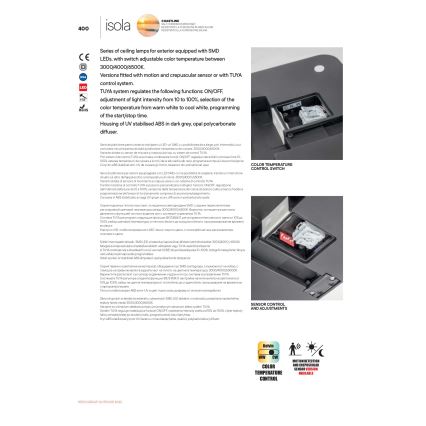 Redo 90286 - LEd Väli laevalgusti ISOLA LED/24W/230V d. 26 cm 3000/4000/6500K IP54 antratsiit