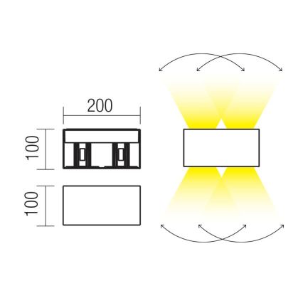 Redo 90304 - LED välisseinavalgusti VARY 4xLED/5W/230V 3000K IP54 pruun