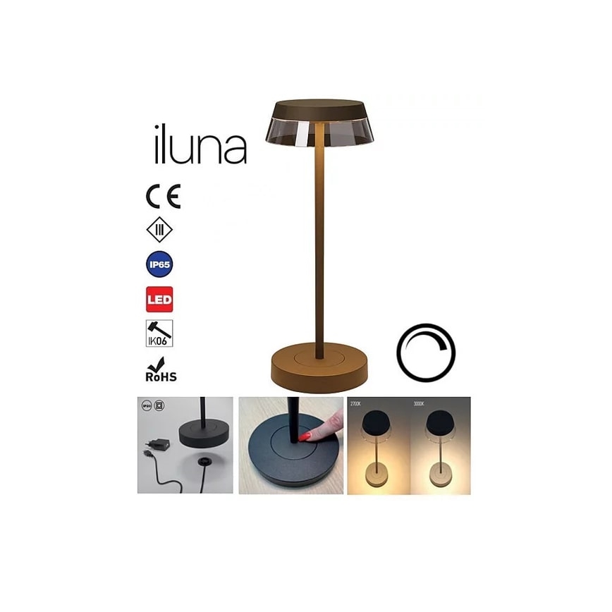 Redo 90308 - LED Hämardatav puutetundlik laualamp ILUNA LED/2,5W/5V 2700-3000K 3000 mAh IP65 pruun