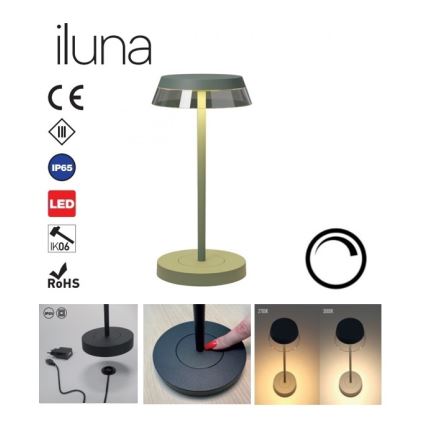 Redo 90309 - LED Hämardatav puutetundlik laualamp ILUNA LED/2,5W/5V 2700-3000K 3000 mAh IP65 roheline