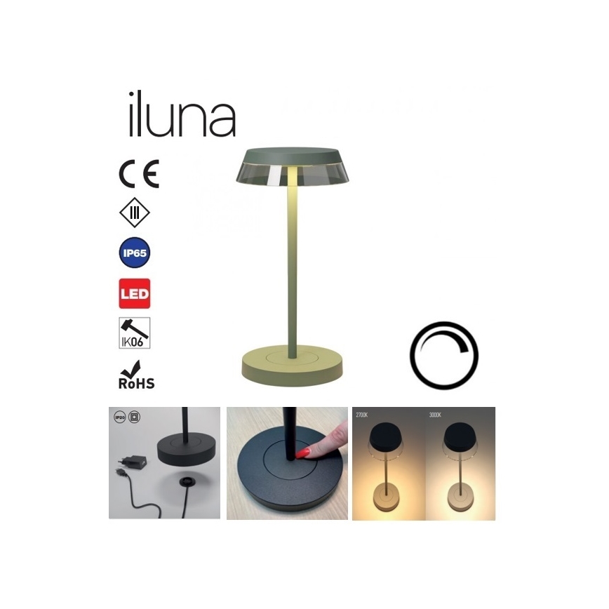 Redo 90309 - LED Hämardatav puutetundlik laualamp ILUNA LED/2,5W/5V 2700-3000K 3000 mAh IP65 roheline