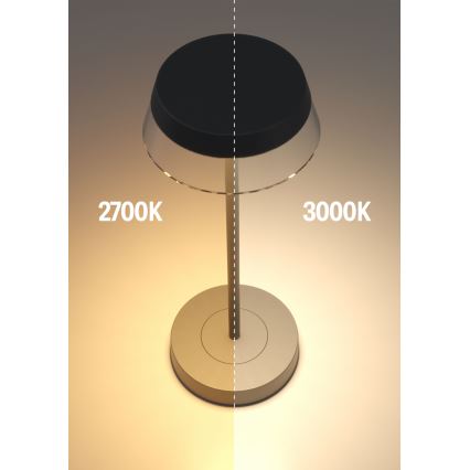 Redo 90312 - LED Hämardatav puutetundlik laualamp ILUNA LED/2,5W/5V 2700-3000K 3000 mAh IP65 must