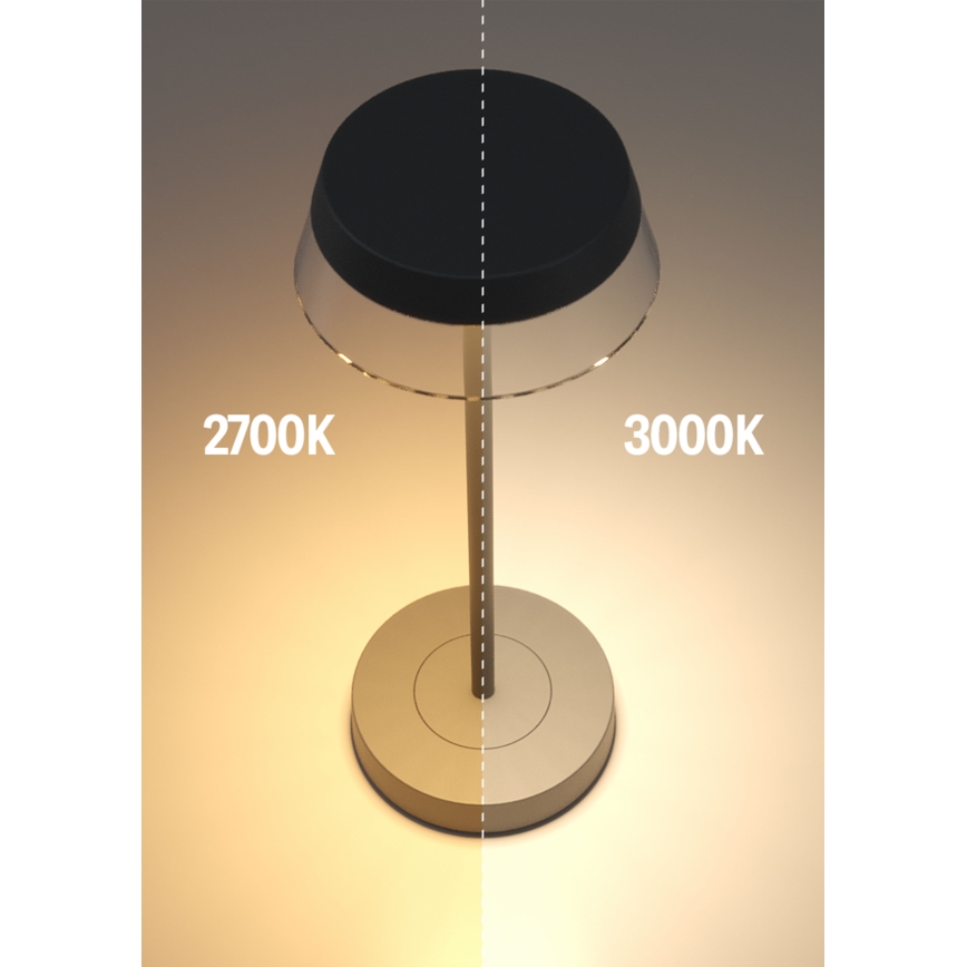 Redo 90312 - LED Hämardatav puutetundlik laualamp ILUNA LED/2,5W/5V 2700-3000K 3000 mAh IP65 must