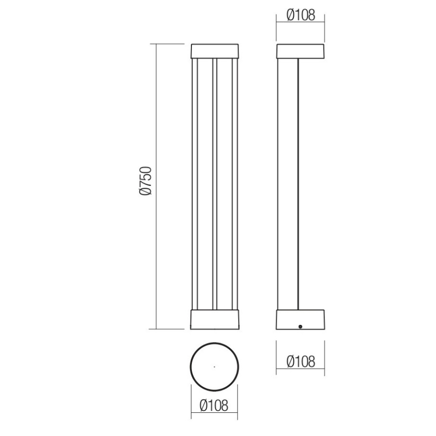 Redo 90366 - ZEUS LED välisvalgusti, 11,5 W, 230 V, 3000 K, 75 cm, IP54, pruun