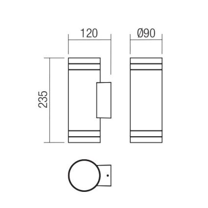 Redo 90518 - Väli seinavalgusti CARGO 2xGU10/28W/230V IP54 antratsiit