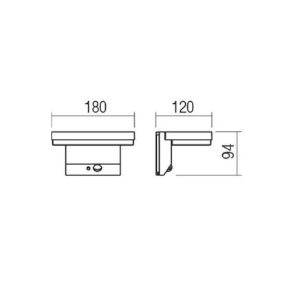 Redo 90535 - LED Päikesepaneeliga seinavalgusti koos anduriga TAIYO LED/2W/3,7V 3000K 2200 mAh IP54 antratsiit