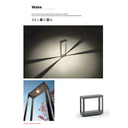 Redo 90581 - LED Välisvalgusti WAKE LED/8W/230V 3000K 50 cm IP65 antratsiit