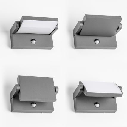 Redo 90587 - LED välisseinavalgusti anduriga FLIP LED/20W/230V 3000K CRI 90 IP54 antratsiit