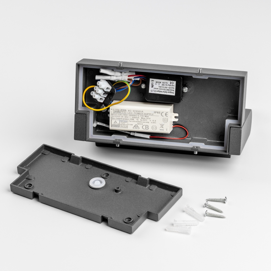 Redo 90587 - LED Väli seinavalgusti koos anduriga FLIP LED/20W/230V CRI 90 3000K IP54 antratsiit