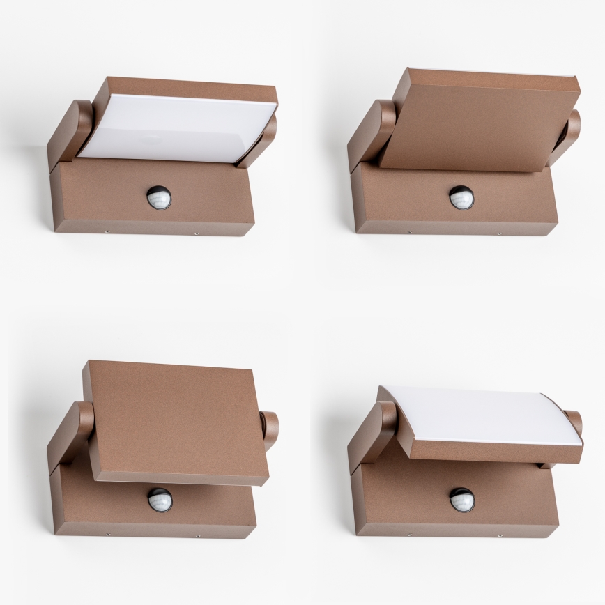 Redo 90588 - LED välisseinavalgusti anduriga FLIP LED/20W/230V 3000K CRI 90 IP54 pruun