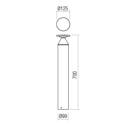 Redo 90591 - LED välisvalgusti BIRO LED/12W/230V 3000K 70 cm CRI 90 IP65 antratsiit