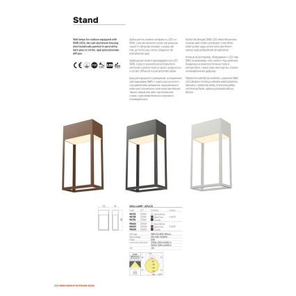 Redo 90603 - LED välisseinavalgusti STAND LED/20W/230V 3000K CRI 90 IP65 antratsiit