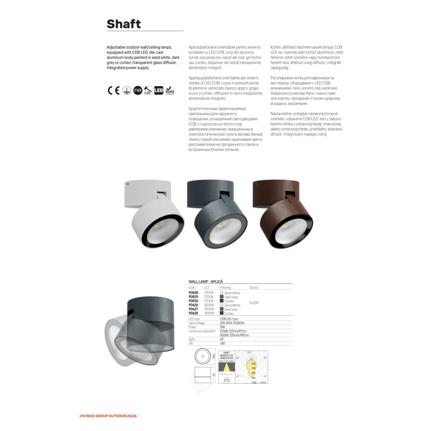 Redo 90628 - LED välispunktvalgusti SHAFT LED/13W/230V 3000K läbimõõt 9 cm IP65 pruun