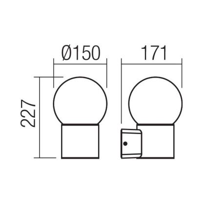 Redo 90640 - Väli seinavalgusti BULK 1xE27/28W/230V IP44 antratsiit