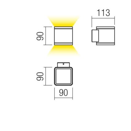 Redo 9065 - LED Seinavalgusti õue BETA 2xLED/6W/230V IP54