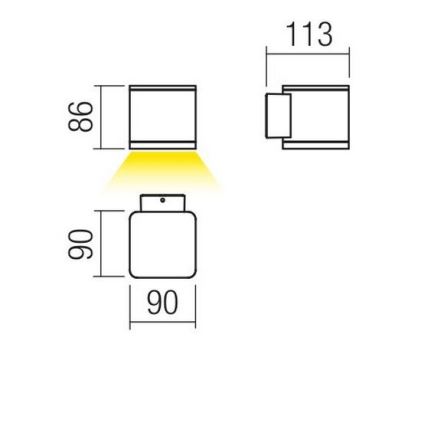 Redo 9069 - LED välisseinavalgusti BETA LED/6W/230V 3000K IP54 antratsiit