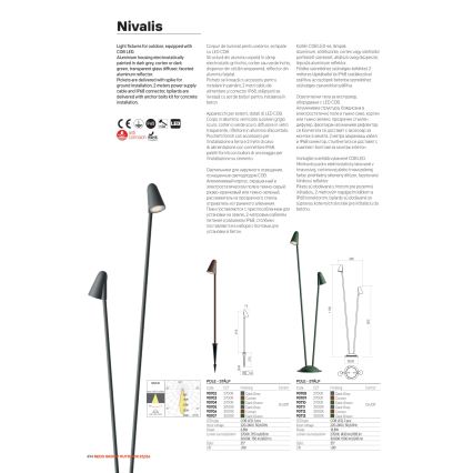 Redo 90711 - LED välisvalgusti NIVALIS 2xLED/6,9W/230V 3000K 110 cm IP65 antratsiit