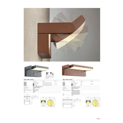 Redo 90716 - LED-välisseinavalgusti FLIP, 40W, 230V, 3000/4000/5000K, CRI 90, IP54, pruun