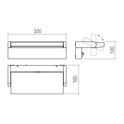 Redo 90716 - LED-välisseinavalgusti FLIP, 40W, 230V, 3000/4000/5000K, CRI 90, IP54, pruun