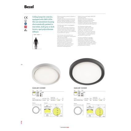 Redo 9184 - LED välislaevalgusti BEZEL LED/30W/230V läbimõõt 34 cm IP54 antratsiit