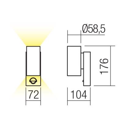 Redo 9455 - LED välisseinavalgusti anduriga VINCE 2xLED/3W/230V IP54 pruun