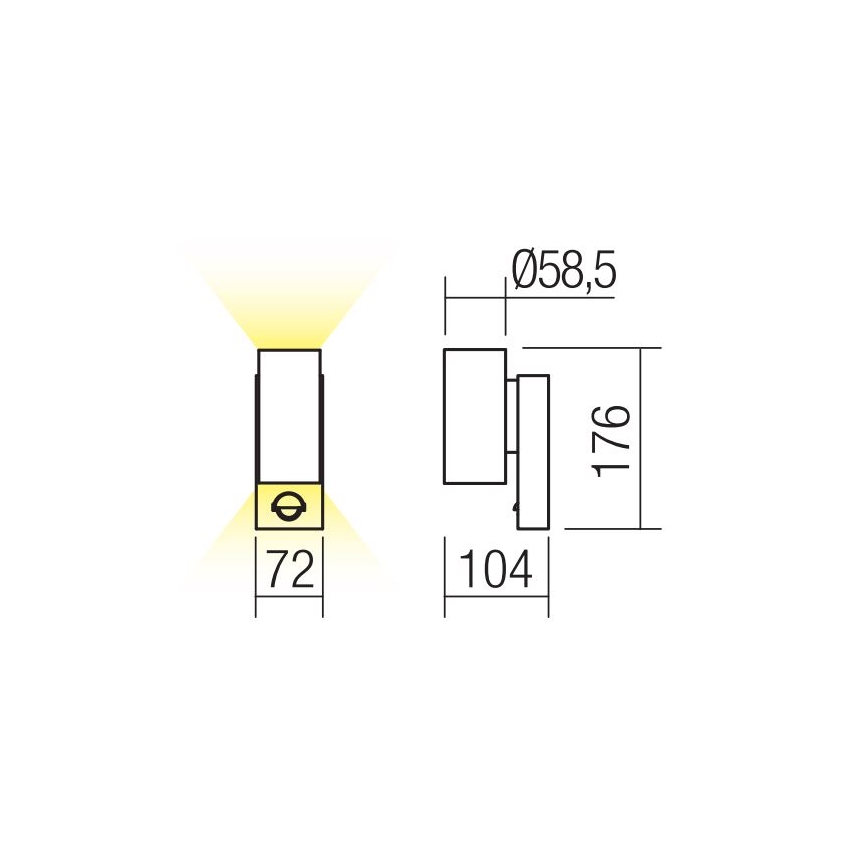 Redo 9455 - LED välisseinavalgusti anduriga VINCE 2xLED/3W/230V IP54 pruun
