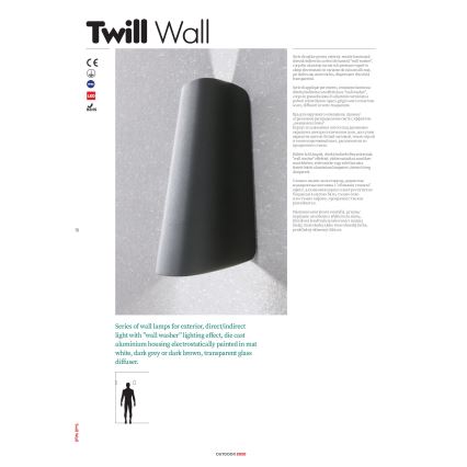 Redo 9536 - TWILL LED välisseinavalgusti 11W/230V IP65