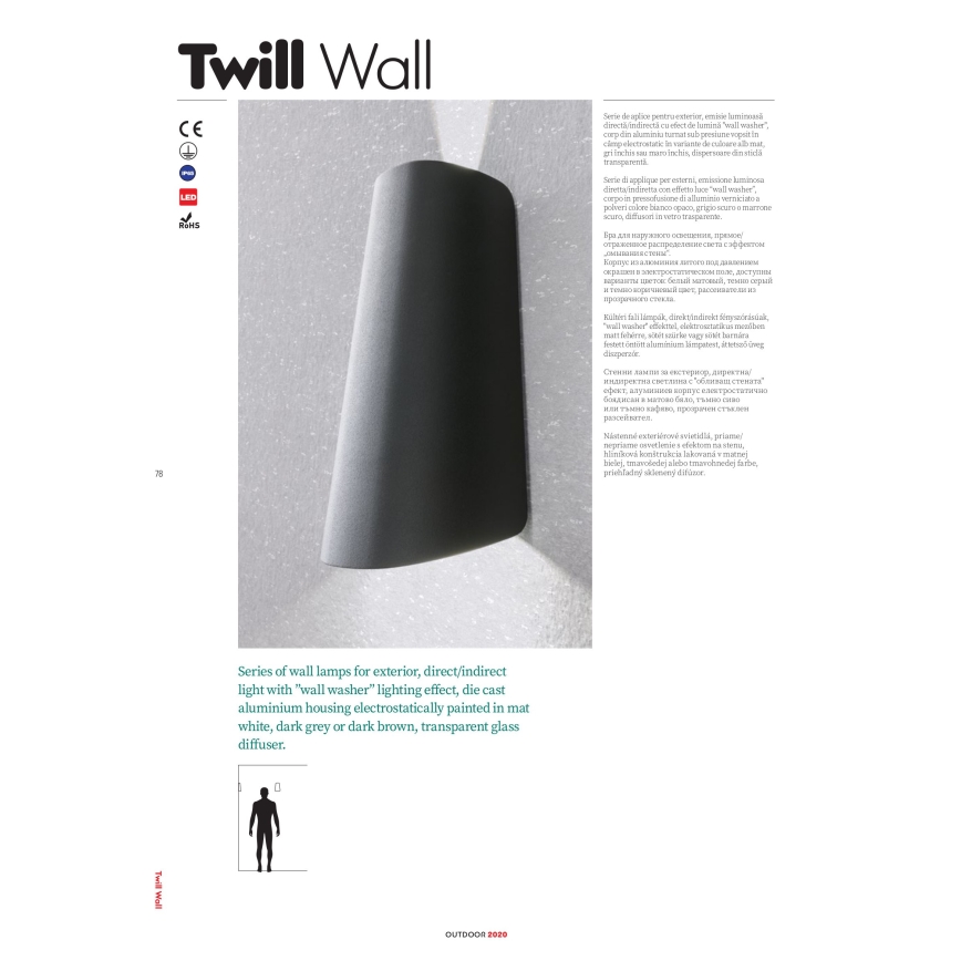 Redo 9536 - TWILL LED välisseinavalgusti 11W/230V IP65