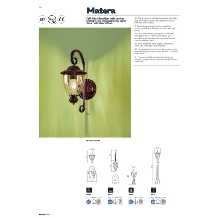 Redo 9634 - Õuelamp MATERA 1xE27/42W/230V IP33