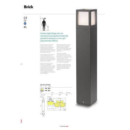 Redo 9644 - Õuelamp BRICK 1xE27/23W/230V IP54