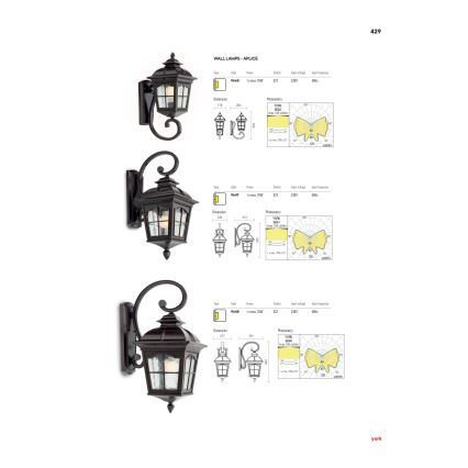 Redo 9648 - Välisseinale paigaldatav seinavalgusti YORK 1xE27/70W/230V IP44 pruun