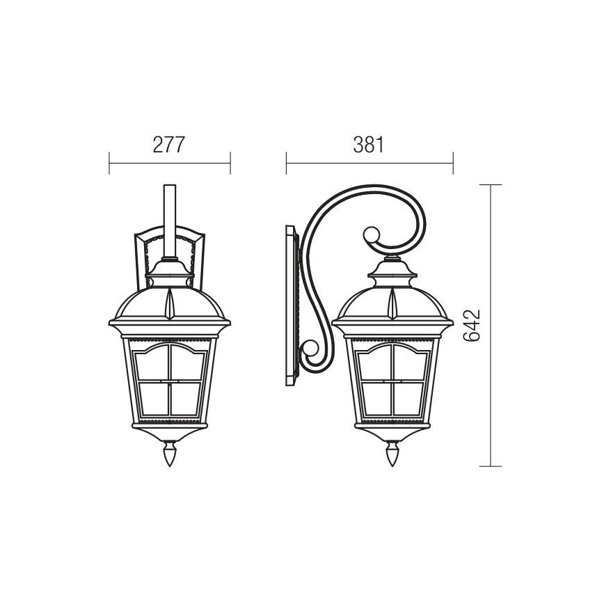Redo 9648 - Välisseinale paigaldatav seinavalgusti YORK 1xE27/70W/230V IP44 pruun