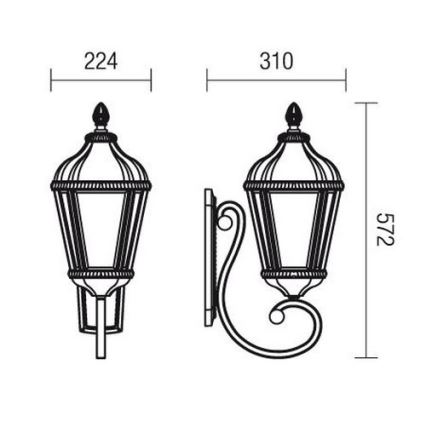 Redo 9656 - Välisseinavalgusti ESSEN 1xE27/70W/230V IP44 pruun/patina