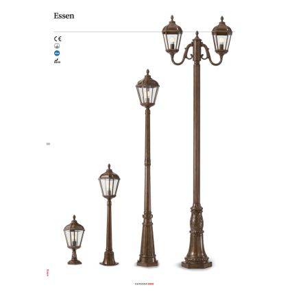 Redo 9662 - Välisvalgusti ESSEN 1xE27/70W/230V 221,5 cm IP44 pruun/patiin