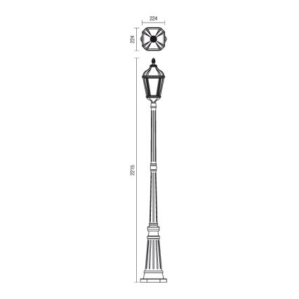 Redo 9662 - Välisvalgusti ESSEN 1xE27/70W/230V 221,5 cm IP44 pruun/patiin