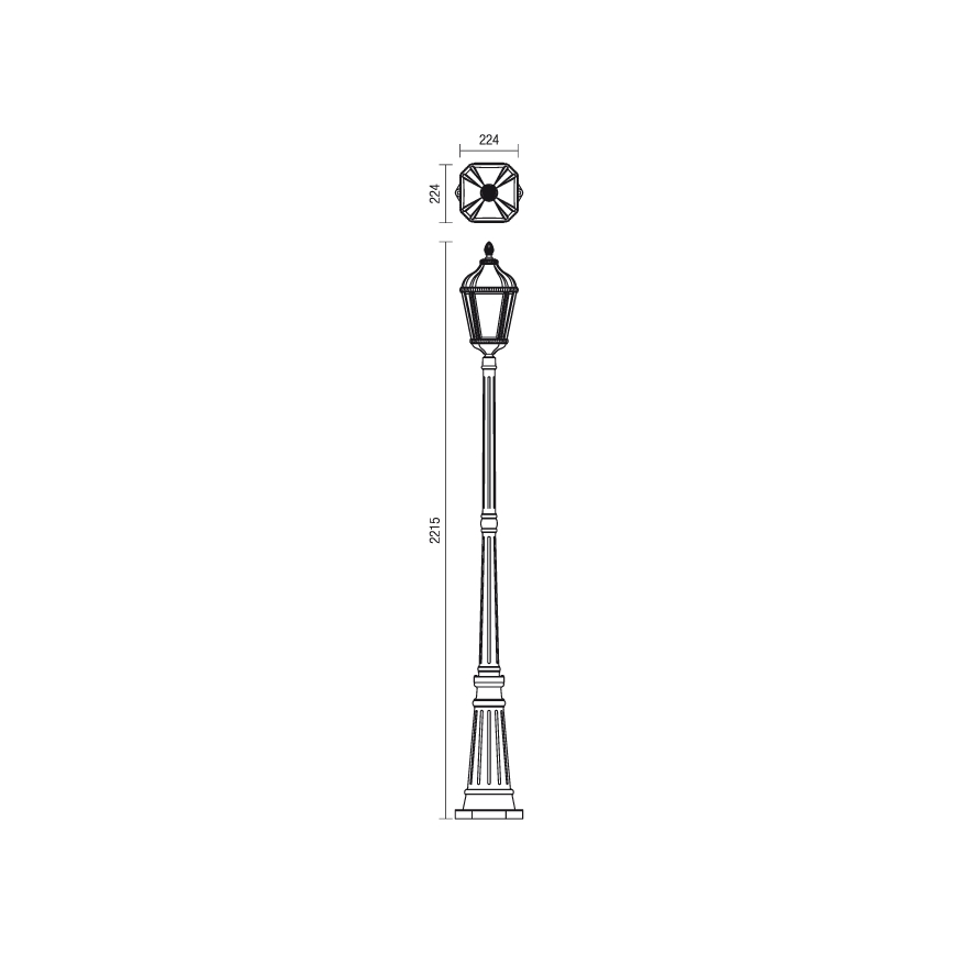 Redo 9662 - Välisvalgusti ESSEN 1xE27/70W/230V 221,5 cm IP44 pruun/patiin