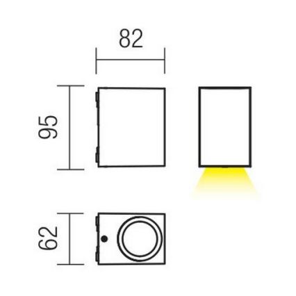 Redo 9907 - LED Väli seinavalgusti BEAM LED/5W/230V IP54