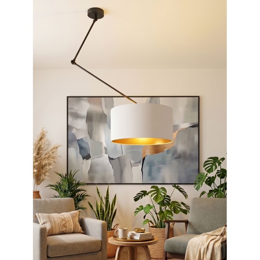 Reguleeritav LED-lühter varrasel GORTA 1xE27/60W/230V valge/kuldne