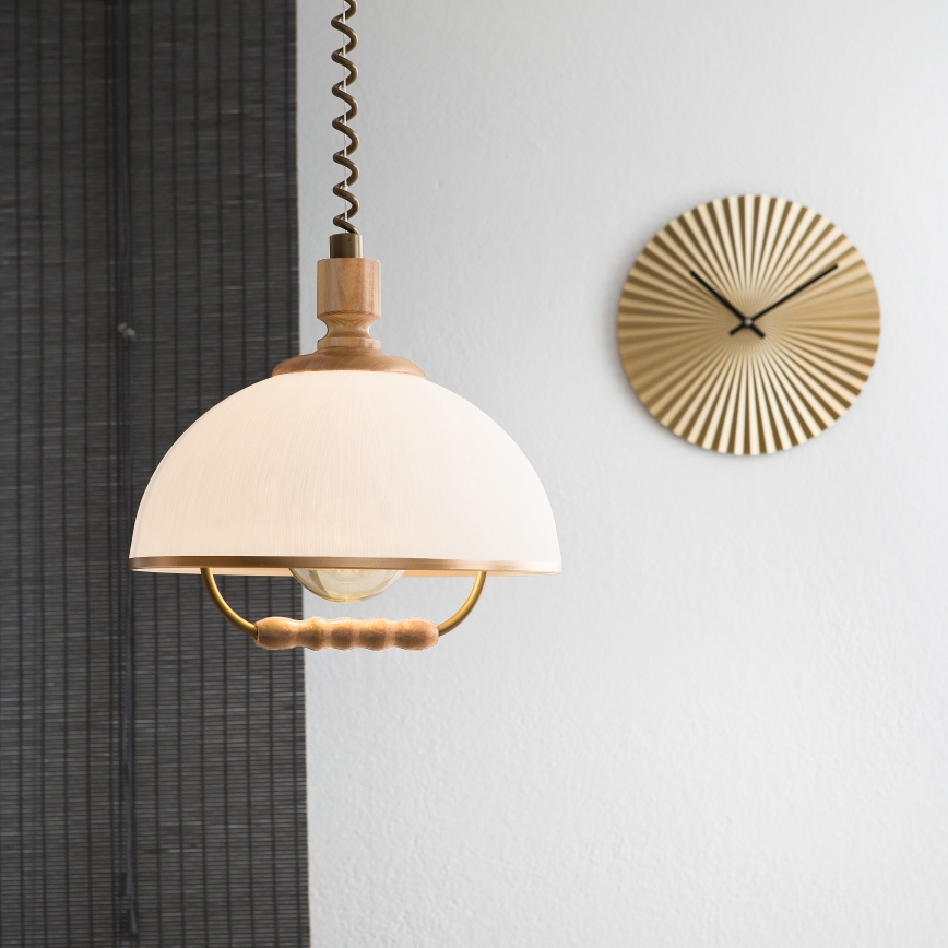 Reguleeritav lühter RAMONA 1xE27/60W/230V pruun/valge/tamm