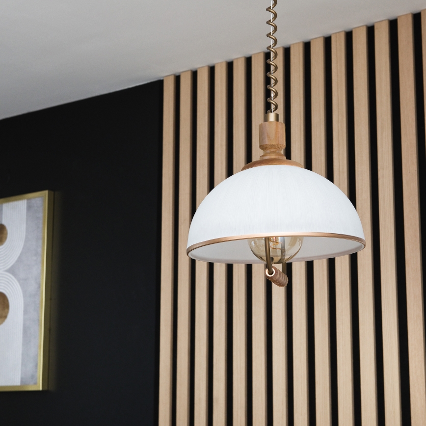 Reguleeritav lühter RAMONA 1xE27/60W/230V pruun/valge/tamm