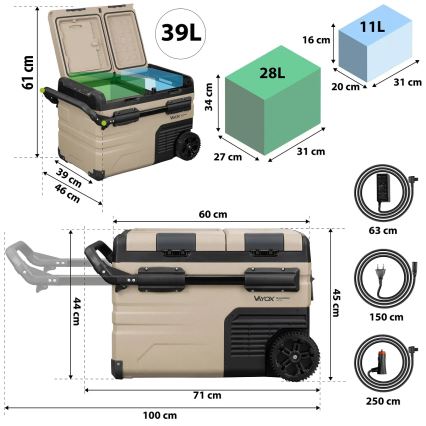 Reisi refrigerator LCD ekraaniga 39 l 230V/12V/24V pruun