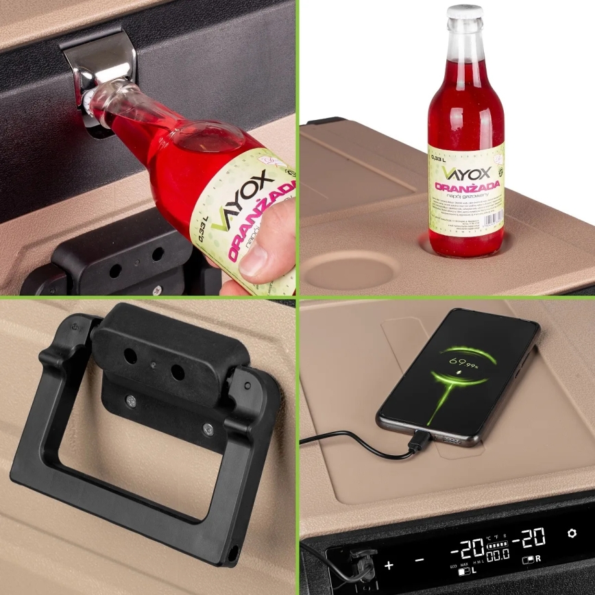 Reisi refrigerator LCD ekraaniga 39 l 230V/12V/24V pruun