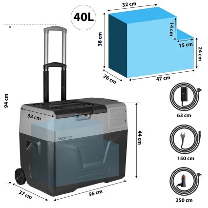 Reisi refrigerator LCD ekraaniga 40 l 230V/12V/24V must