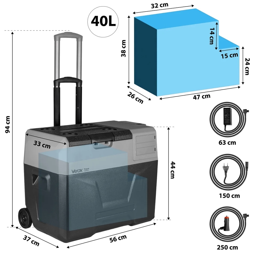 Reisi refrigerator LCD ekraaniga 40 l 230V/12V/24V must