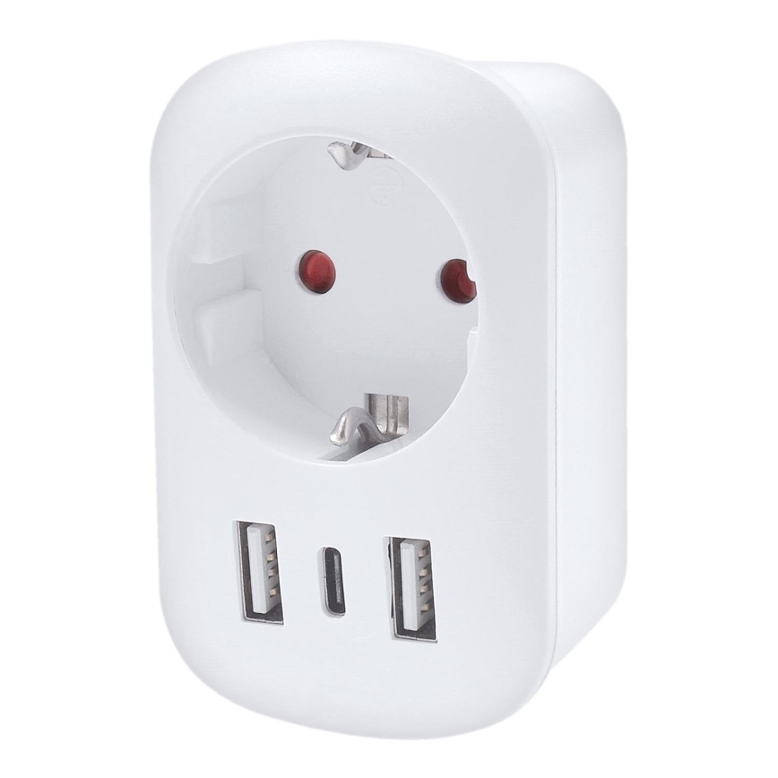 Reisiadapter UK-pistikule 230V 2x USB-A + 1x USB-C
